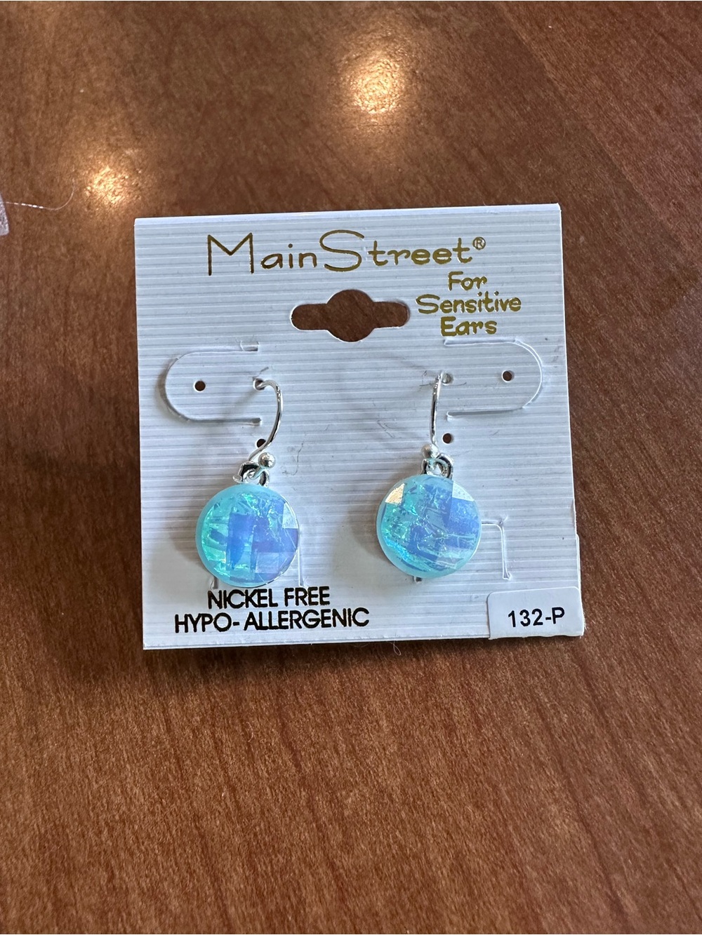 MainStreet Iridescent Blue Drop Earrings - Hypoallergenic